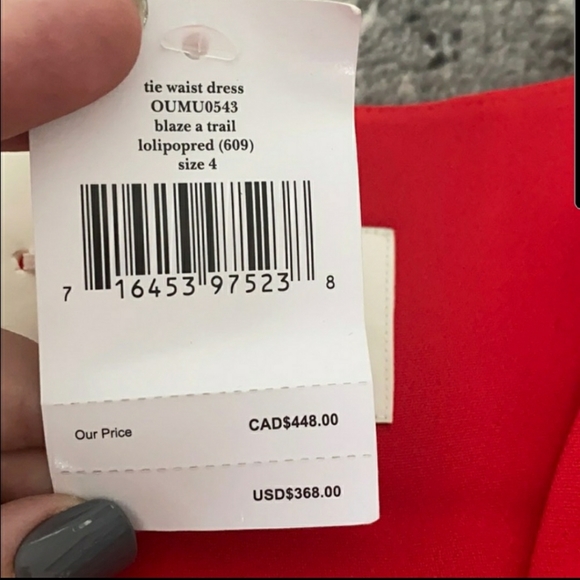 Kate Spade BNWOT Tie Waist Cocktail and Holiday dress. Lollipop Red color - Picture 12 of 12